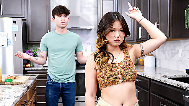Chinese teen stepsister Lulu Chu wakes up in stepbrother his bed