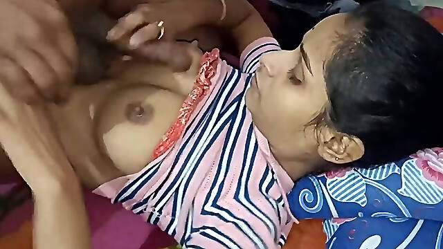Lonesome housewife from India fucked on a colorful bed