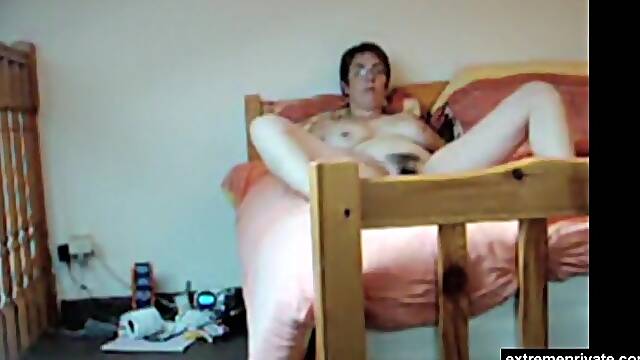 French milf Marina fingers her hairy pussy on spy camera