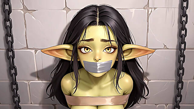 Female Gobling Taped and Tied Bondage