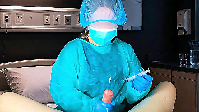 The Doctor Took the Patient's Semen Sample in Hospital. Post Orgasm